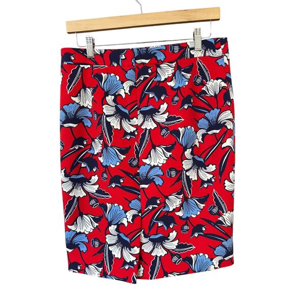 J. Crew Women's Red Floral Pencil Skirt Size 6 - EUC - Picture 4 of 6